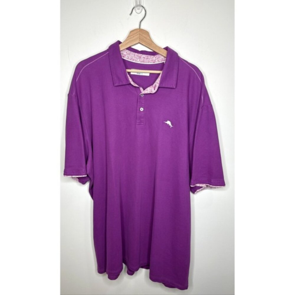 TOMMY BAHAMA Island Zone Polo Mens 3XLT Purple Tall BIG SHIRT 5 O Clock Beach
